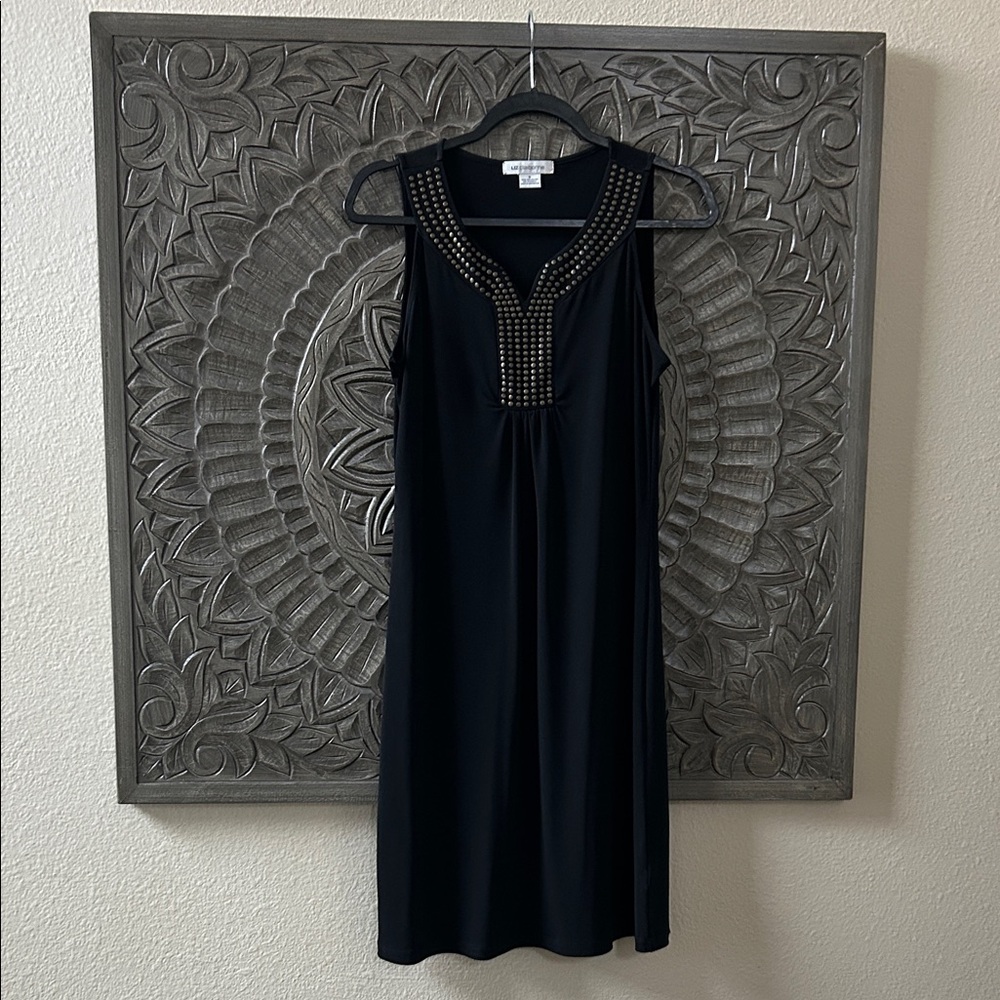Liz Claiborne Black Mini Dress with Embellished Neckline